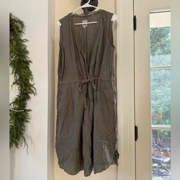 GO BY GO SILK Dresses & Skirts - Anthropologie Go by Gosilk Dress Olive Green Silk Dress Size XL